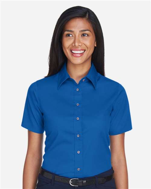 Women's Easy Blend™ Short Sleeve Twill Dress Shirt with Stain-Release - French Blue