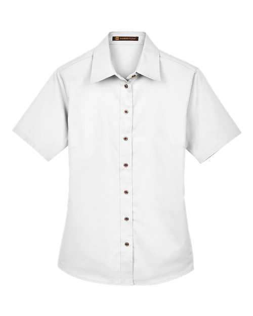 Women's Easy Blend™ Short Sleeve Twill Dress Shirt with Stain-Release - White
