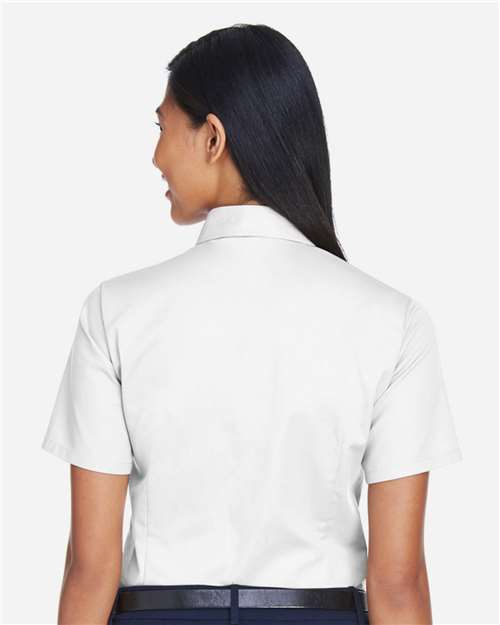Women's Easy Blend™ Short Sleeve Twill Dress Shirt with Stain-Release - White