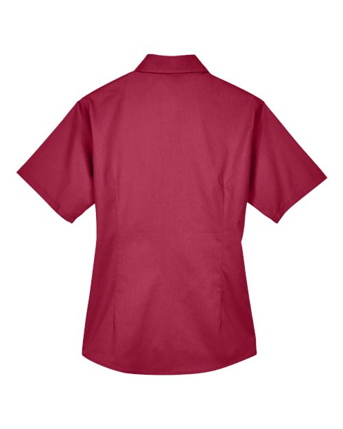 Women's Easy Blend™ Short Sleeve Twill Dress Shirt with Stain-Release - Wine