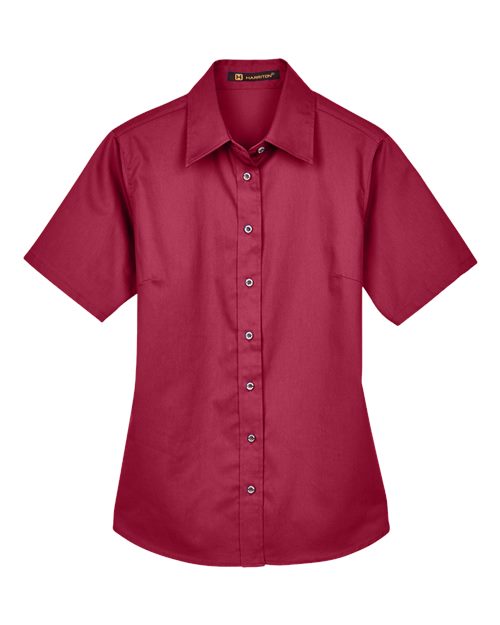 Women's Easy Blend™ Short Sleeve Twill Dress Shirt with Stain-Release - Wine