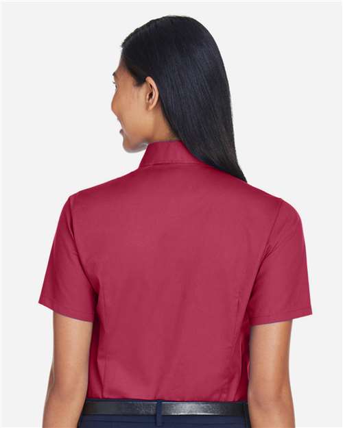 Women's Easy Blend™ Short Sleeve Twill Dress Shirt with Stain-Release - Wine