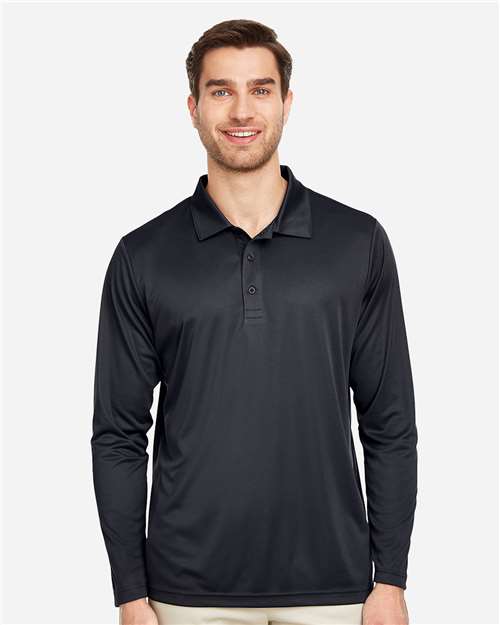 Men's Zone Performance Long Sleeve Polo - Black