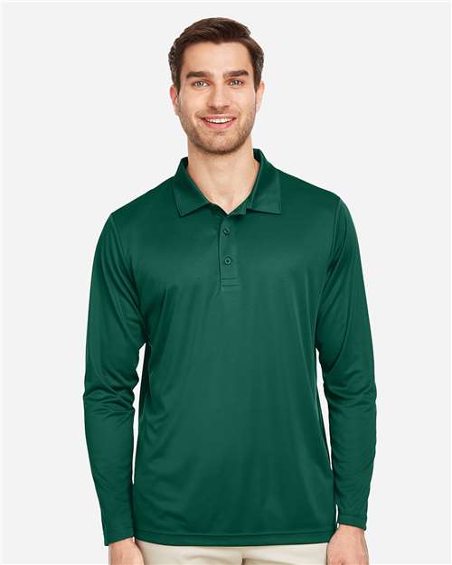 Men's Zone Performance Long Sleeve Polo - Sport Forest