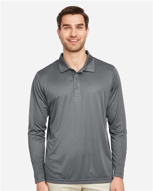 Men's Zone Performance Long Sleeve Polo - Sport Graphite