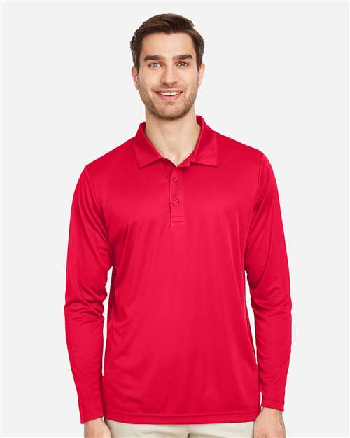 Men's Zone Performance Long Sleeve Polo - Sport Red