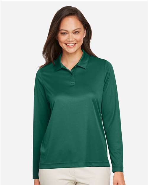 Women's Zone Performance Long Sleeve Polo - Sport Forest