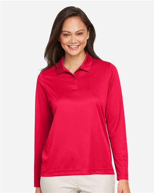 Women's Zone Performance Long Sleeve Polo - Sport Red