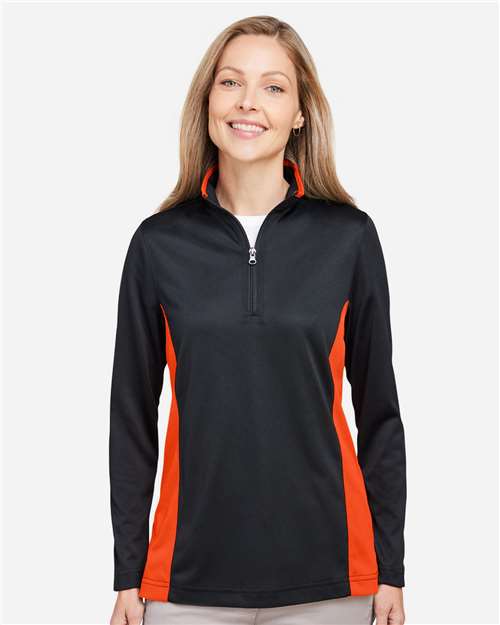 Women's Flash Snag Protection Plus IL Colorblock Quarter-Zip Pullover - Black/ Team Orange