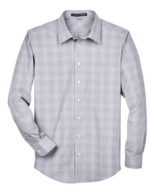 Men's Crown Collection® Glen Plaid Woven Dress Shirt - White/ Graphite/ Light Grey