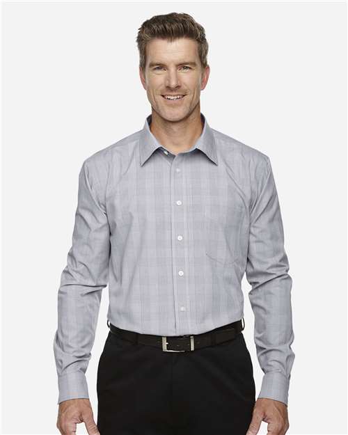 Men's Crown Collection® Glen Plaid Woven Dress Shirt - White/ Graphite/ Light Grey