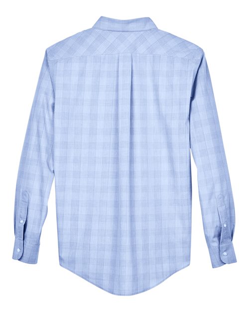Men's Crown Collection® Glen Plaid Woven Dress Shirt - White/ Light French Blue