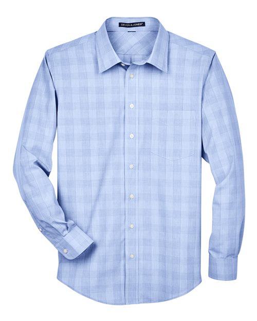 Men's Crown Collection® Glen Plaid Woven Dress Shirt - White/ Light French Blue