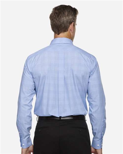 Men's Crown Collection® Glen Plaid Woven Dress Shirt - White/ Light French Blue