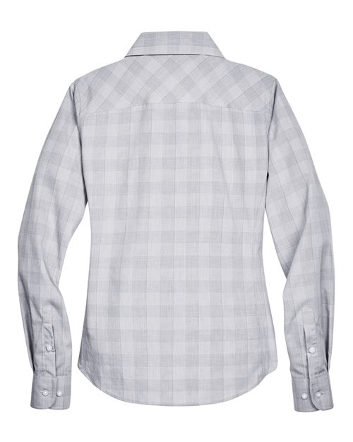 Women's Crown Collection® Glen Plaid Woven Dress Shirt - White/ Graphite/ Light Grey