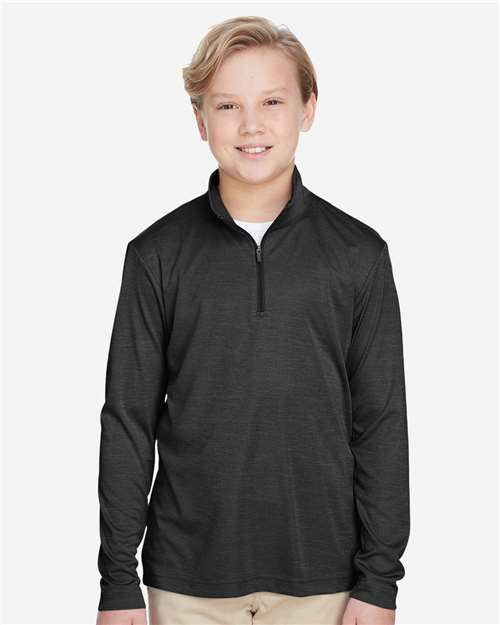 Youth Zone Sonic Heather Performance Quarter-Zip Pullover - Black Heather
