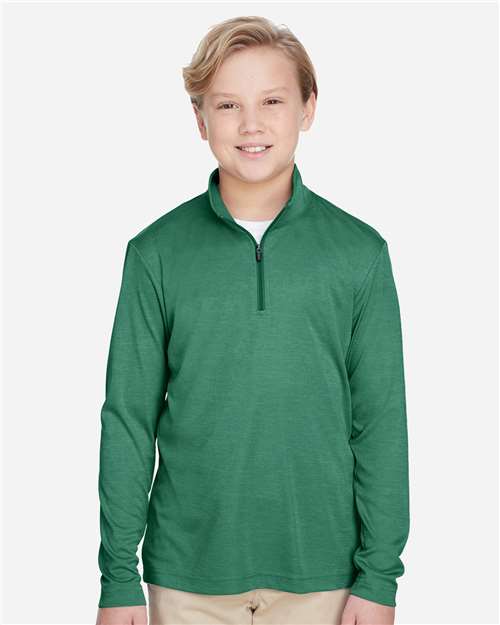 Youth Zone Sonic Heather Performance Quarter-Zip Pullover - Sport Forest Heather