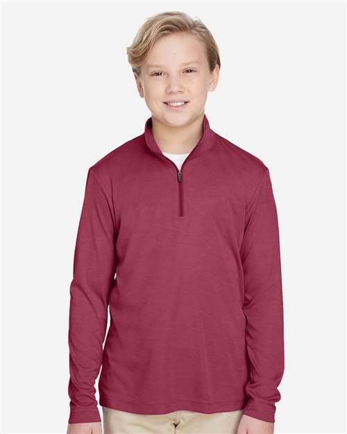 Youth Zone Sonic Heather Performance Quarter-Zip Pullover - Sport Maroon Heather