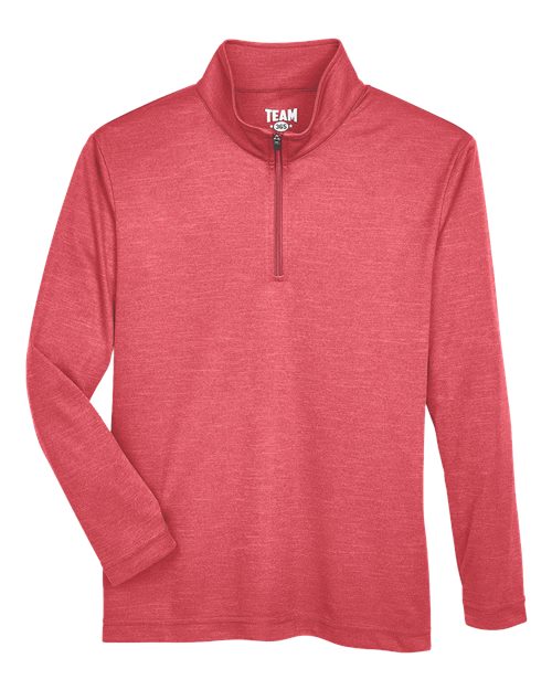 Youth Zone Sonic Heather Performance Quarter-Zip Pullover - Sport Red Heather