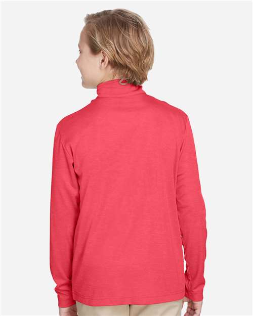 Youth Zone Sonic Heather Performance Quarter-Zip Pullover - Sport Red Heather
