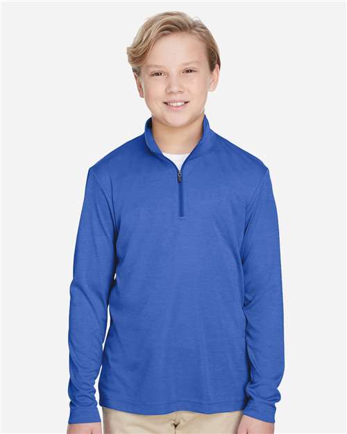 Youth Zone Sonic Heather Performance Quarter-Zip Pullover - Sport Royal Heather