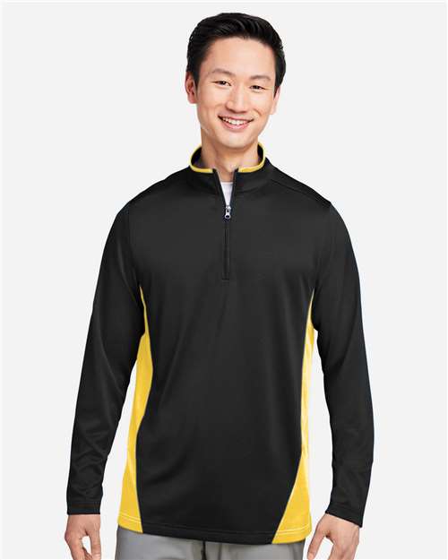 Men's Flash Snag Protection Plus IL Colorblock Quarter-Zip Pullover - Black/ Sunray Yellow