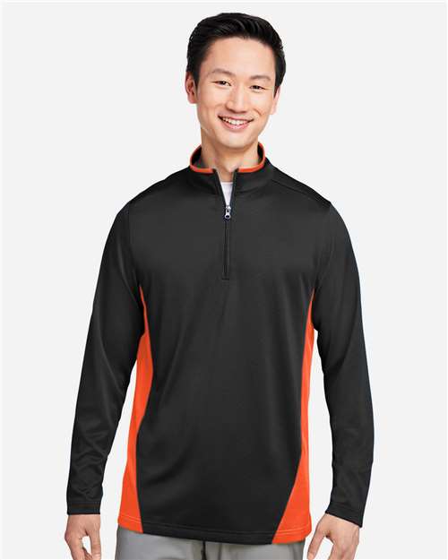 Men's Flash Snag Protection Plus IL Colorblock Quarter-Zip Pullover - Black/ Team Orange