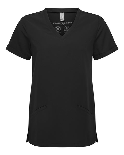 Women's Invincible V-Neck Stretch Scrub Top - Black