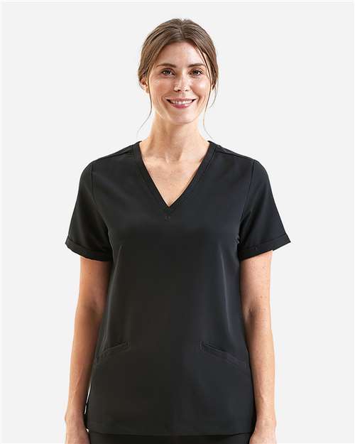 Women's Invincible V-Neck Stretch Scrub Top - Black