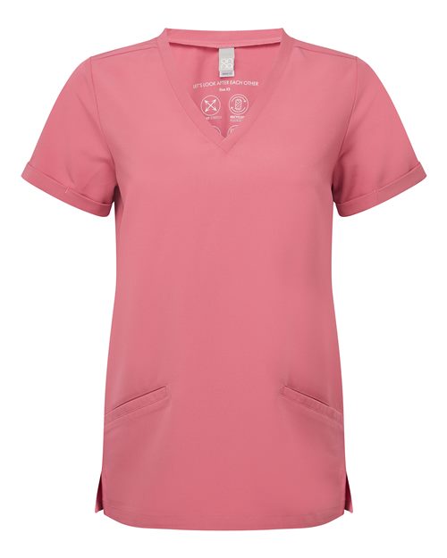 Women's Invincible V-Neck Stretch Scrub Top - Calm Pink