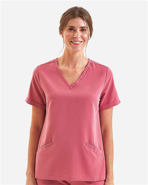 Women's Invincible V-Neck Stretch Scrub Top - Calm Pink