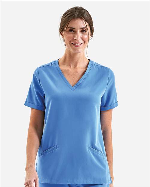 Women's Invincible V-Neck Stretch Scrub Top - Ceil Blue