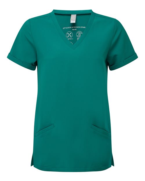 Women's Invincible V-Neck Stretch Scrub Top - Clean Green