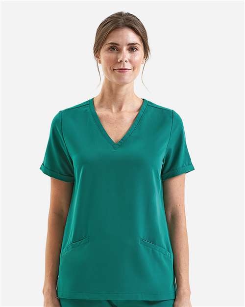 Women's Invincible V-Neck Stretch Scrub Top - Clean Green