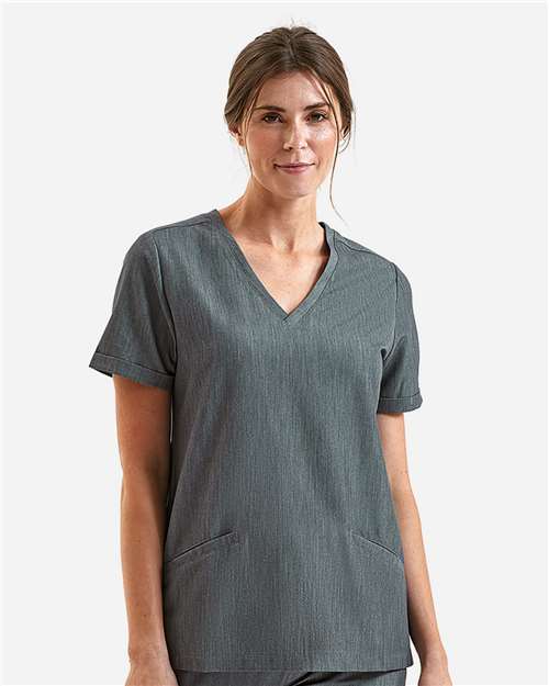 Women's Invincible V-Neck Stretch Scrub Top - Dynamo Grey