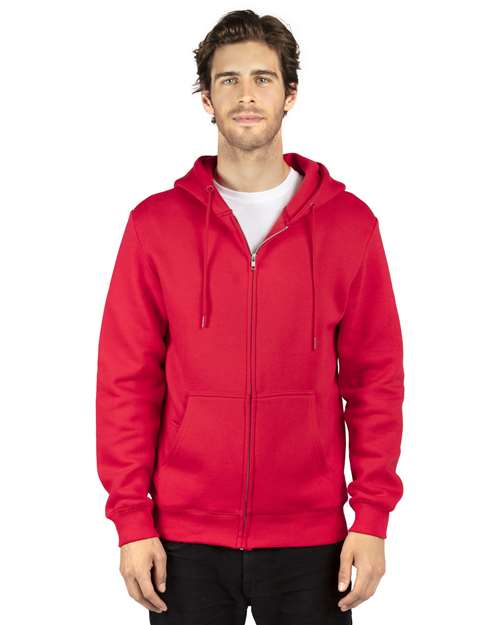 Unisex Fleece Full-Zip Hooded Sweatshirt - Red