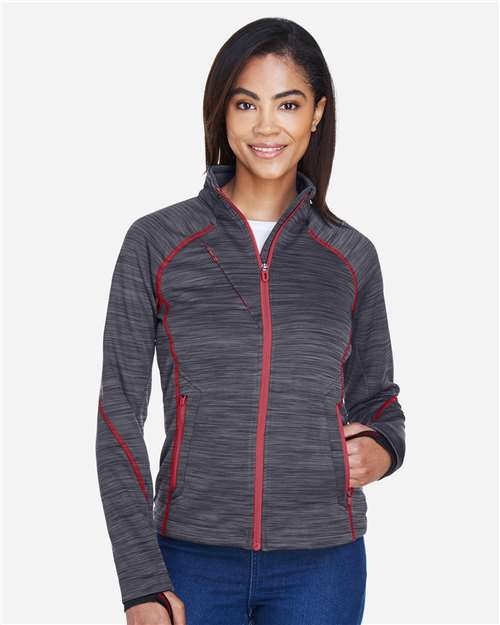 Women's Flux Mélange Bonded Fleece Jacket - Carbon/ Olympic Red