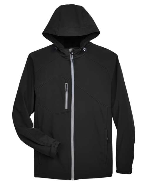 Men's Prospect Two-Layer Fleece Bonded Soft Shell Hooded Jacket - Black