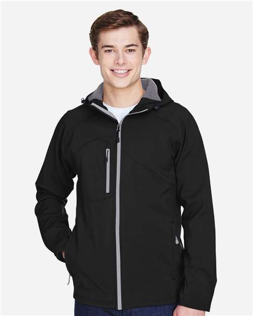 Men's Prospect Two-Layer Fleece Bonded Soft Shell Hooded Jacket - Black