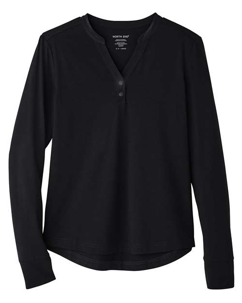 Women's JAQ Stretch Performance V-Neck Snap Pullover - Black
