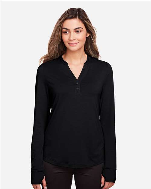 Women's JAQ Stretch Performance V-Neck Snap Pullover - Black