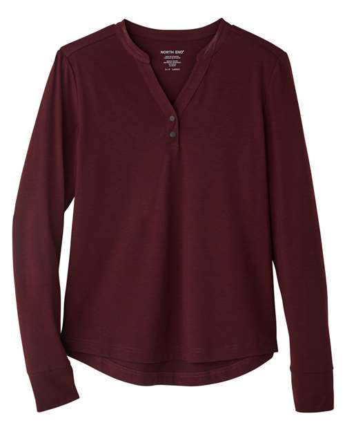 Women's JAQ Stretch Performance V-Neck Snap Pullover - Burgundy