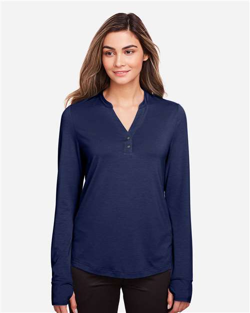 Women's JAQ Stretch Performance V-Neck Snap Pullover - Classic Navy