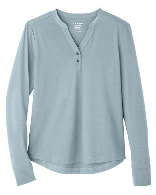 Women's JAQ Stretch Performance V-Neck Snap Pullover - Opal Blue