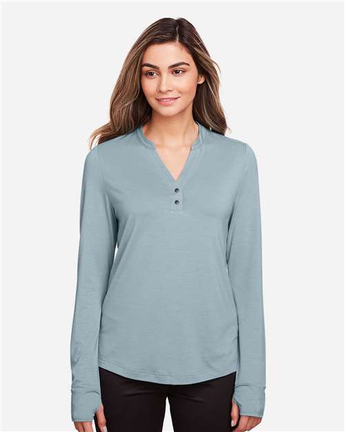 Women's JAQ Stretch Performance V-Neck Snap Pullover - Opal Blue