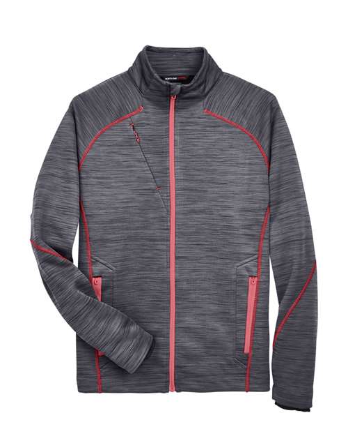 Men's Flux Mélange Bonded Fleece Jacket - Carbon/ Olympic Red