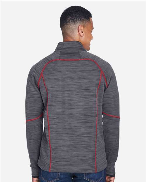 Men's Flux Mélange Bonded Fleece Jacket - Carbon/ Olympic Red