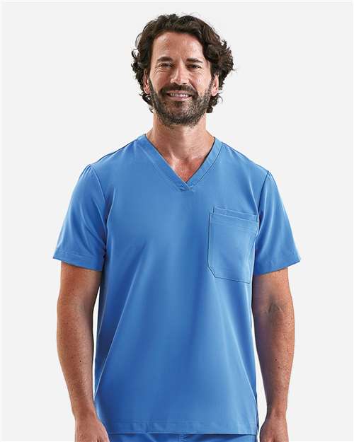Men's Limitless V-Neck Stretch Scrub Top - Ceil Blue