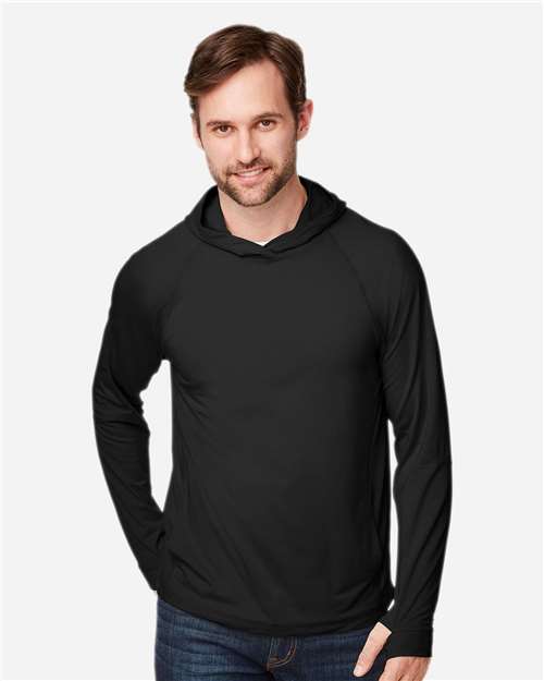 Unisex JAQ Stretch Performance Hooded Long Sleeve T-Shirt - Black
