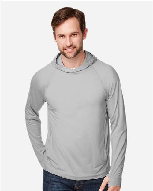 Unisex JAQ Stretch Performance Hooded Long Sleeve T-Shirt - Platinum